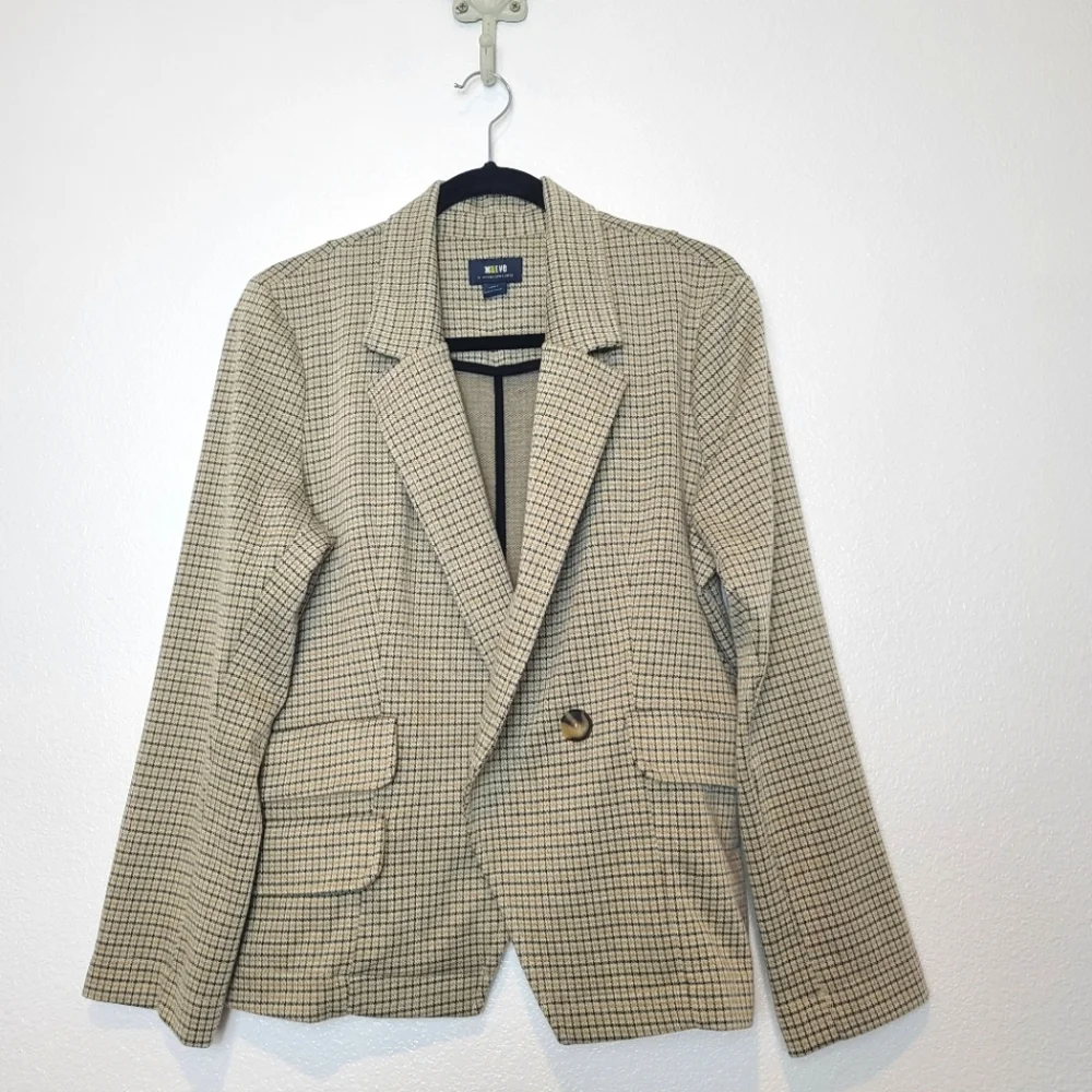 Anthropologie Maeve Houndstooth Stretch Knit Collegiate Blazer Jacket - Picture 4 of 8